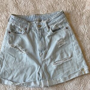 H&M Faded Blue Ripped Jean Shorts